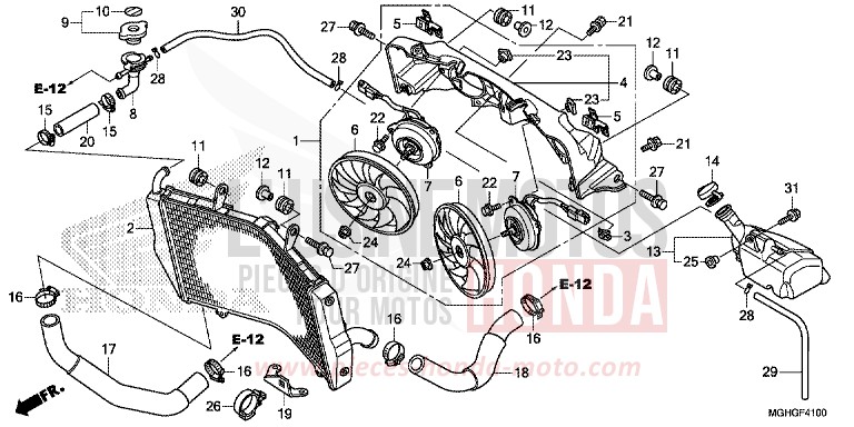 RADIATOR for VFR1200X Dual Clutch CANDY PROMINENCE RED (R342B) from 2016